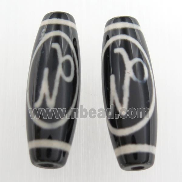 black tibetan style agate beads, oval