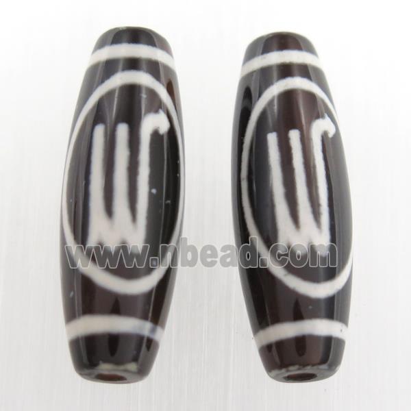 black tibetan style agate beads, oval