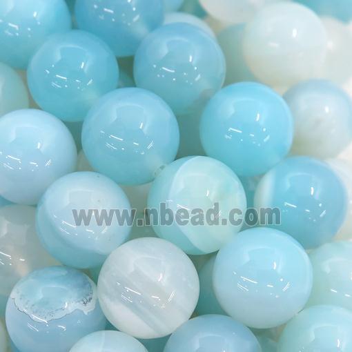 round striped Agate Beads, lt.blue