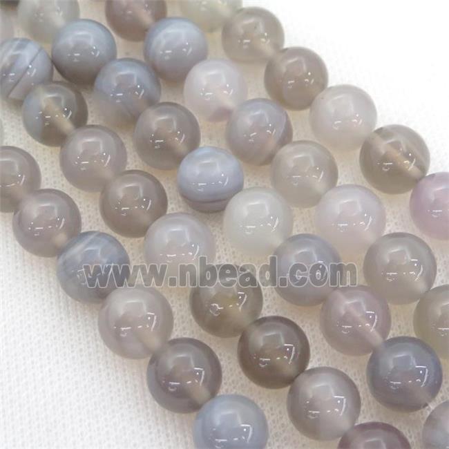 round striped Agate Beads, smooth gray