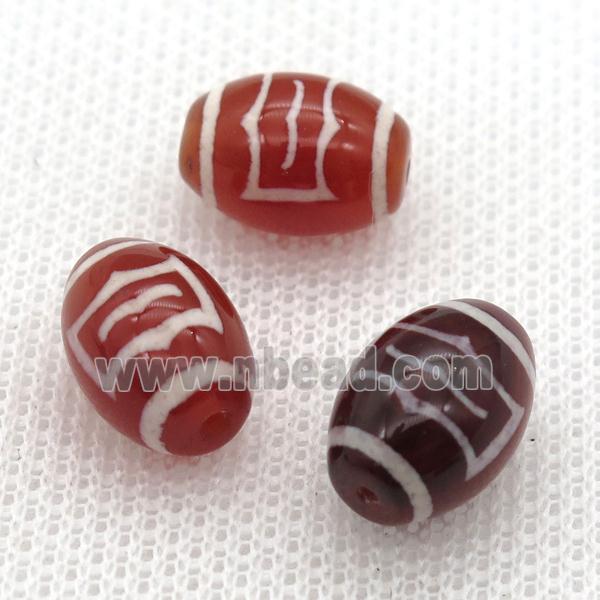 red tibetan DZi barrel beads