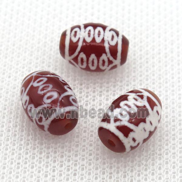 red tibetan DZi barrel beads