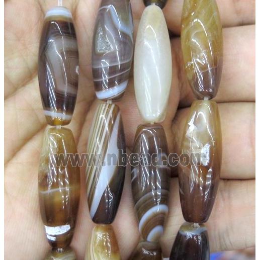 stripe agate beads, barrel, coffee