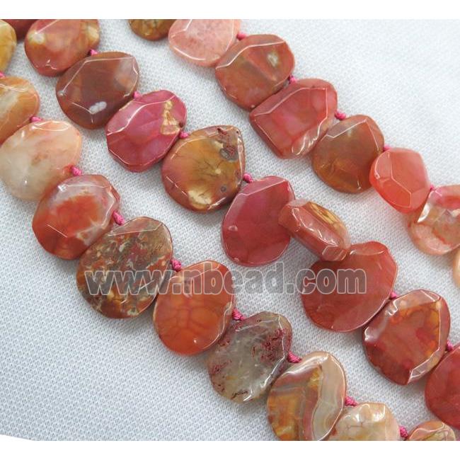 Agate loose bead, faceted teardrop