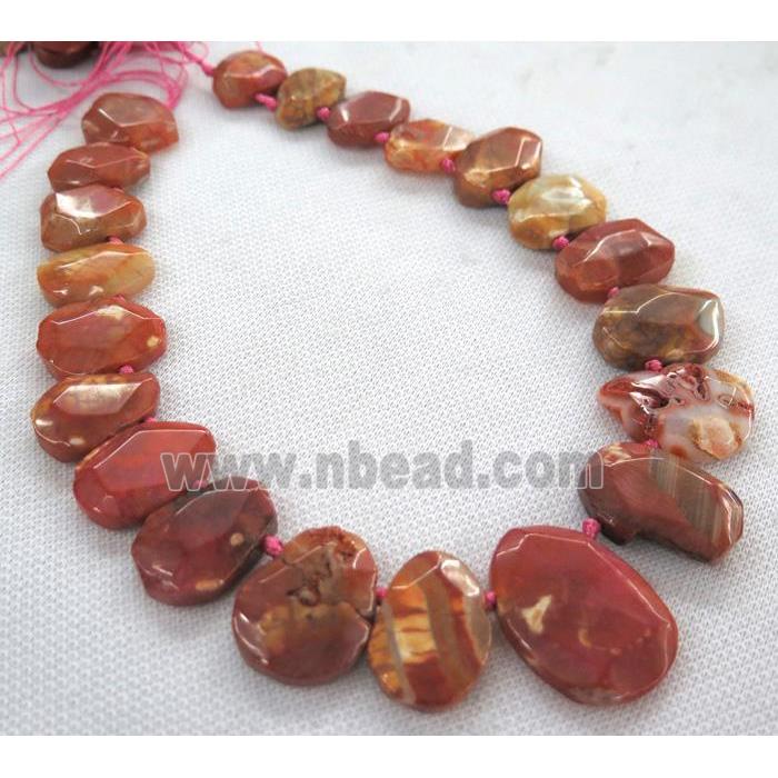 Agate loose bead, faceted teardrop