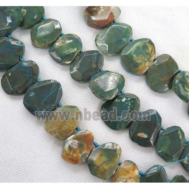 Agate loose bead, faceted teardrop