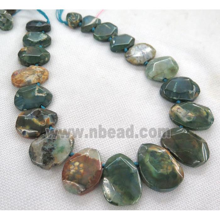 Agate loose bead, faceted teardrop
