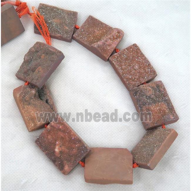 champagne Druzy Quartz beads, rectangle
