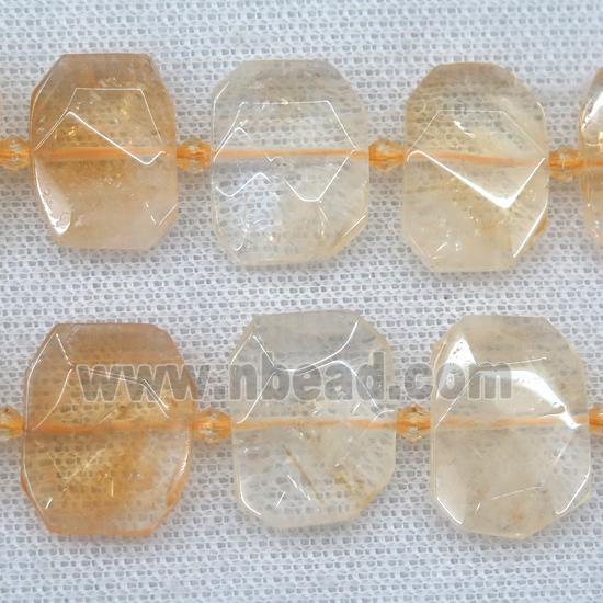 yellow Citrine beads, faceted rectangle
