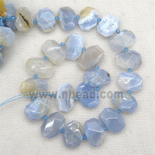 blue Agate beads, faceted rectangle