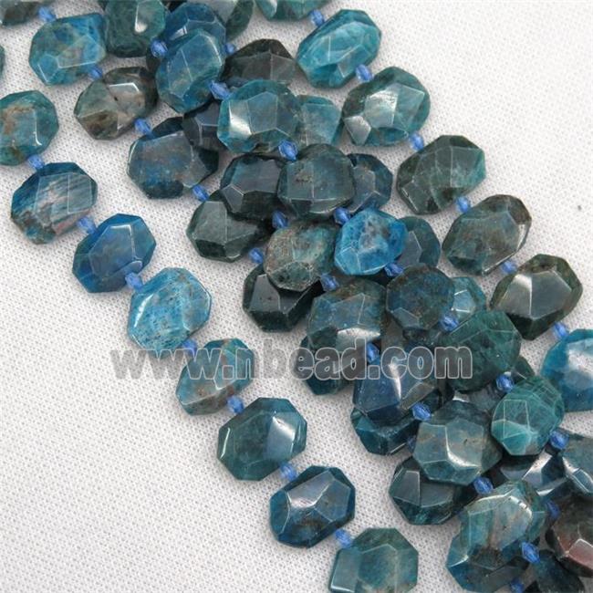 blue Apatite beads, faceted rectangle