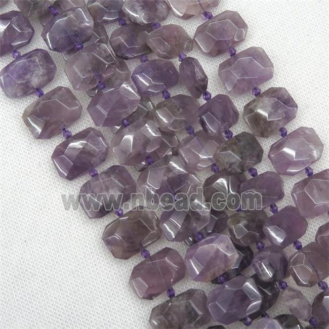 purple Amethyst beads, faceted rectangle