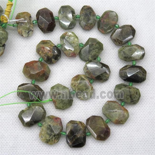 green Garnet beads, faceted rectangle