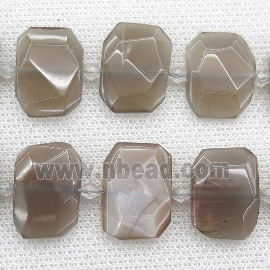 gray MoonStone beads, faceted rectangle