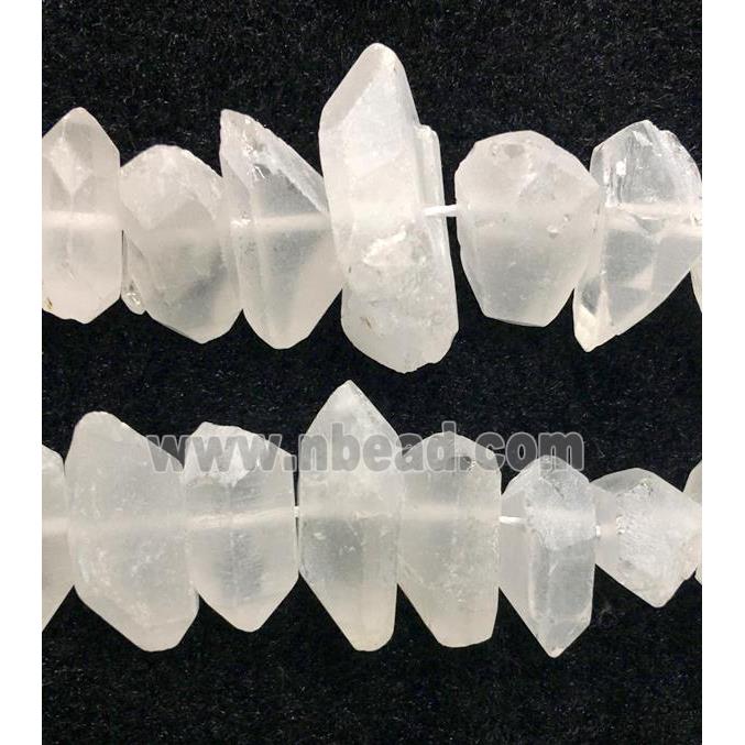 clear quartz bead, freeform, matte