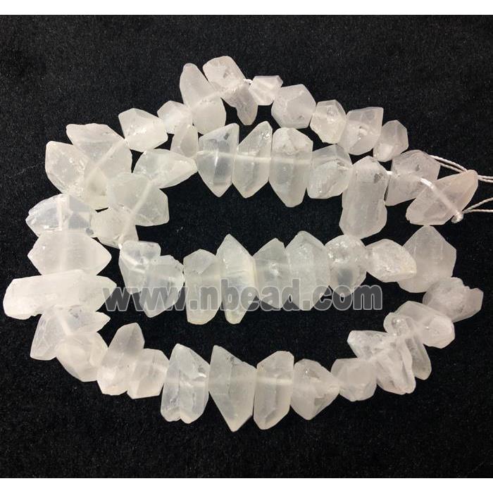 clear quartz bead, freeform, matte