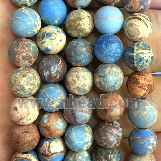 round blue Sea sediment jasper beads, matte