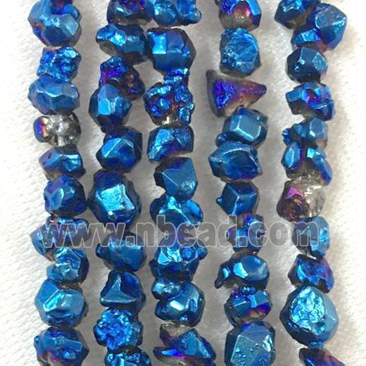 blue pyrite bead, chips, freeform
