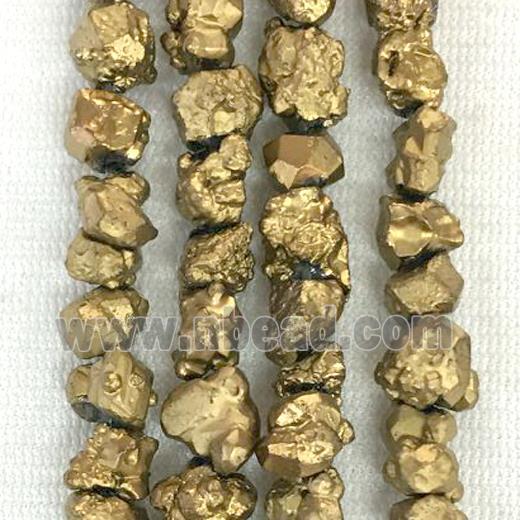 gold pyrite bead, chips, freeform