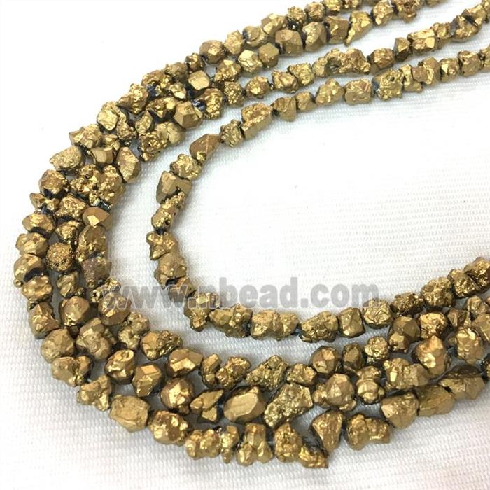 gold pyrite bead, chips, freeform