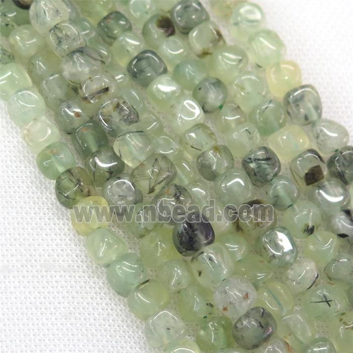 green Prehnite beads, freeform