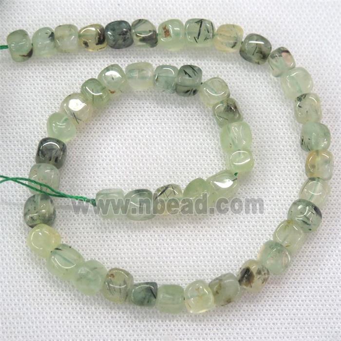 green Prehnite beads, freeform