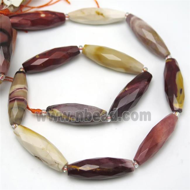 Mookaite beads, faceted rice