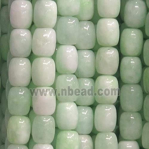 Jade barrel Beads, lt.green dye