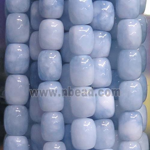 Jade barrel Beads, lt.blue dye