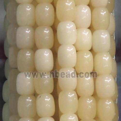 Jade barrel Beads, lt.yellow dye
