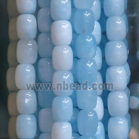 Jade barrel Beads, blue dye