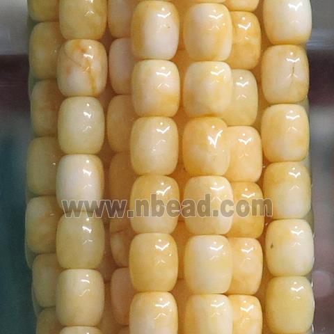 Jade barrel Beads, yellow dye