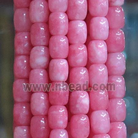 Jade barrel Beads, hotpink dye