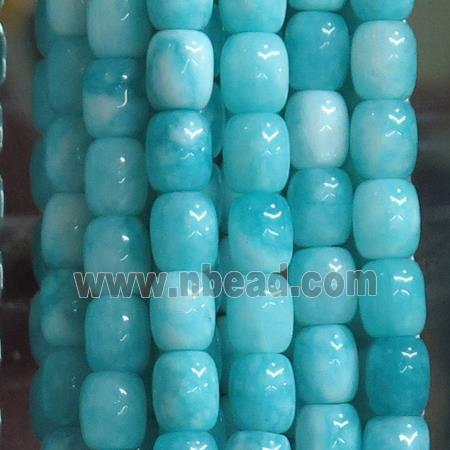 Jade barrel Beads, aqua dye