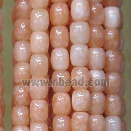 Jade barrel Beads, peach dye