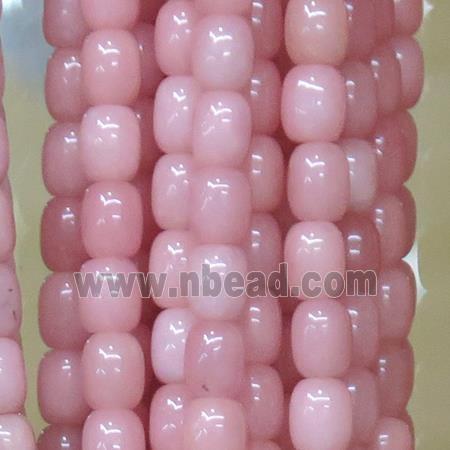 Jade barrel Beads, pink dye