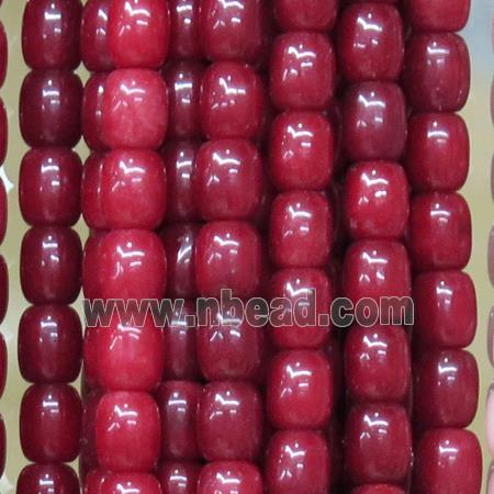 Jade barrel Beads, red dye