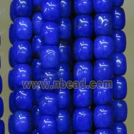 Jade barrel Beads, royal blue dye