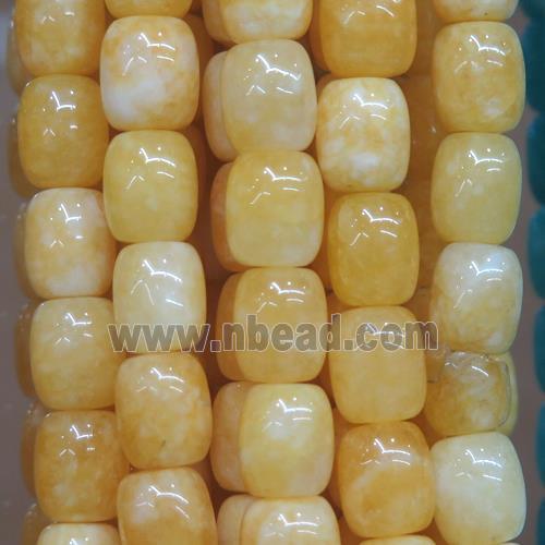 Jade barrel Beads, yellow dye