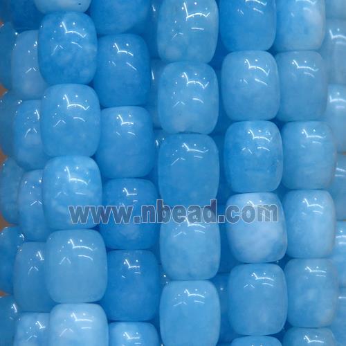 Jade barrel Beads, blue dye