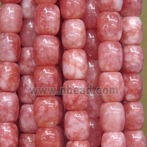 Jade barrel Beads, red dye