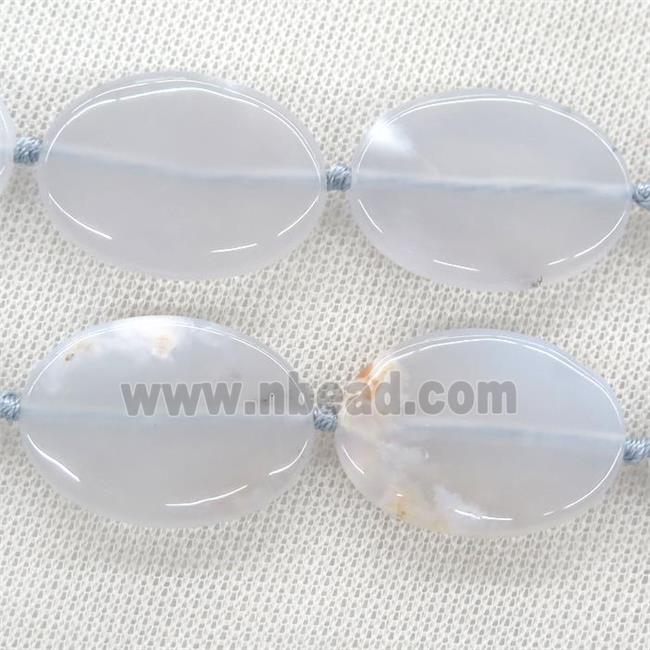 blue Chalcedony Agate oval beads