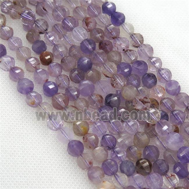 Purple Phantom Quartz Beads Faceted Round