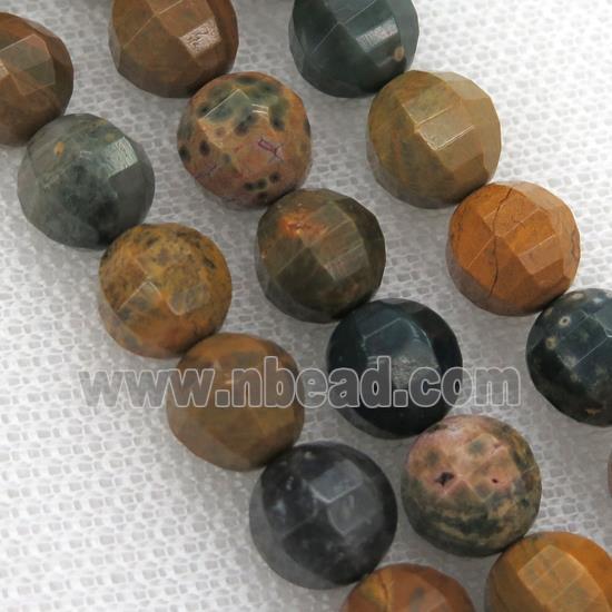 Ocean Agate Beads, multi color, faceted round