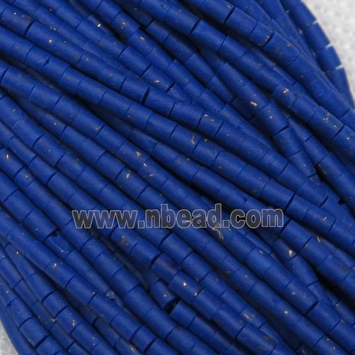 tiny synthetic turquoise tube beads, blue