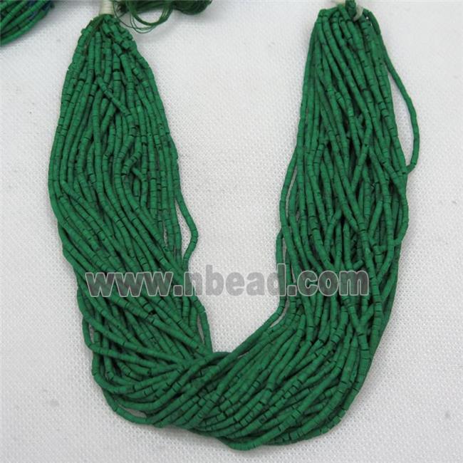 tiny synthetic turquoise tube beads, green