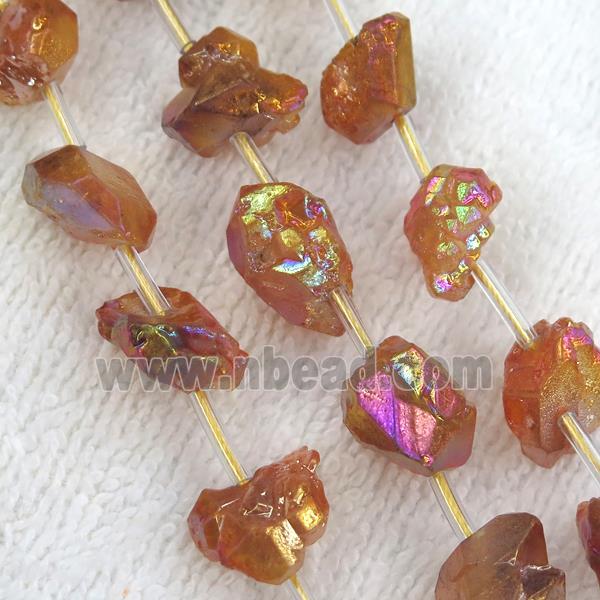 orange Crystal Quartz chip beads