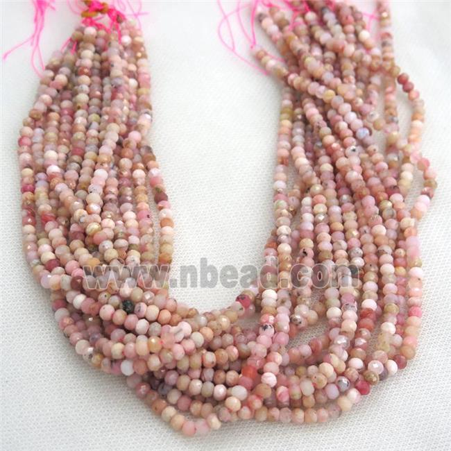Pink Opal Beads, faceted rondelle
