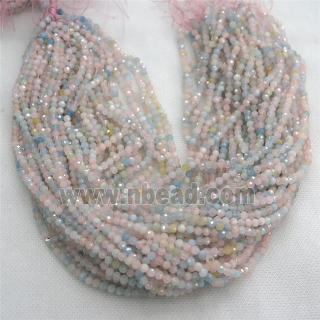 tiny Morganite Beads, faceted round, multi color