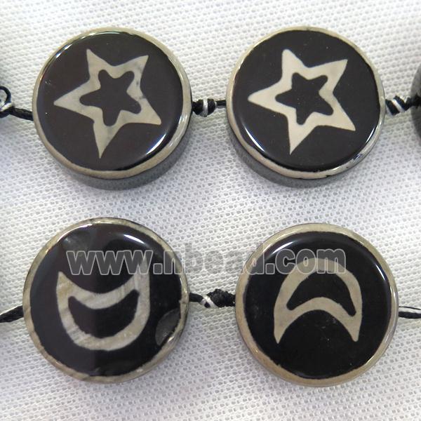 black Tibetan Agate circle Beads
